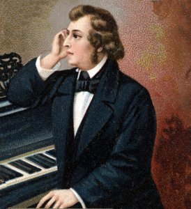 ポーランドの作曲家、フレデリック・ショパン（1810〜1849）の肖像。 作： Unknown artist