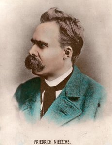 ドイツの哲学者、フリードリヒ・ニーチェ（1844 - 1900）の肖像。19世紀のエングレーヴィング。個人蔵。 作： Unknown artist