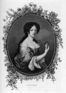 フランスの貴族、ティアンジュ侯爵夫人ガブリエル・ド・ロシュシュアルド・モルトマール（1633-1693）の肖像-1862年に出版された最初の作家による「世界の女王たち」に掲載されたエングレーヴィング。J. G. D. ARMENGAUDの指導のもとに出版された本。 作： Unknown artist