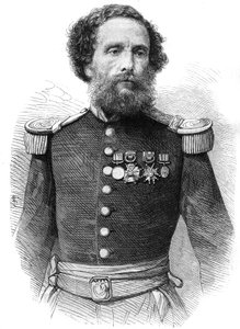 フアン・アントニオ・ペゼット将軍（1809-1879）の肖像（ペルー共和国大統領）。"The Illustrious Universe "に掲載されたエングレーヴィング