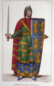 プランタジネット家のアンジュー伯爵（1113-1151）であるGeoffroy V dit Le Belの肖像。1830年に制作されたエングレーヴィング 作： Unknown artist