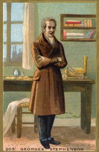 イギリスのエンジニア、ジョージ・ステファンソン（1781-1848）の肖像。 作： Unknown artist