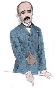 Georges Benjamin Clemenceau (1841-1929) フランスの政治家がトンキンとフランスの問題について議論しているときの肖像。"Le Monde Illustré "に掲載された図版 作： Unknown artist