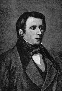 イタリアの作家、ジャコモ・レオパルディ（1798-1837）の肖像。 作： Unknown artist