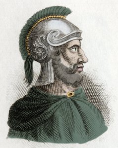 ハミルカル・バルカ（またはバルカス）（紀元前275～228年頃）の肖像。政治家、カルタゴの将軍、バルキデス王朝の創設者、ハンニバルの父。19世紀のエングレーヴィング。 作： Unknown artist