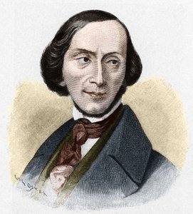 デンマークの作家、ハンス・クリスチャン・アンデルセン（1805-1875）の肖像。 作： Unknown artist