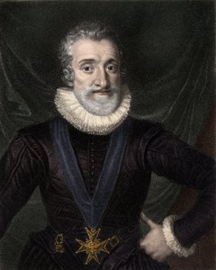 聖霊勲章の首飾りをつけたフランス王アンリ4世（1553-1610）の肖像 - Henry IV (Henry of Navarre or Bourbon) (1553-1610), with the insignia of the Order of the Holy Spirit - engravin