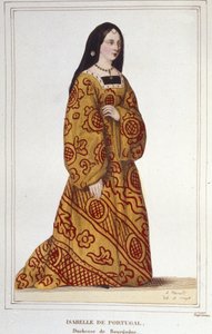 ポルトガルのイザベラ（1397-1472）は、フィリップ善良王の妻であるブルゴーニュ公爵夫人。1830年のエングレーヴィング 作： Unknown artist