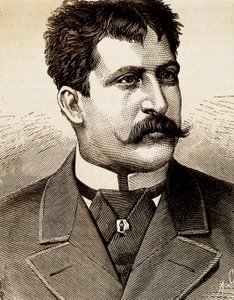 イタリアの叙情派歌手、マッティア・バッティストーニ（1857-1928）の肖像。19世紀のエングレーヴィング。 作： Unknown artist