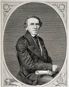ドイツの作曲家、ジャコモ・メイヤーベア（1791 - 1864）として知られるヤコブ・リープマン・ビアの肖像。19世紀のエングレーヴィング。