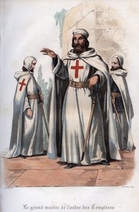 テンプル騎士団の大師範、モライのジェイムズ（ジャック・ド・モライ）（モライ）（1243-1314）の肖像。モーリス・ラシャトレの「教皇の歴史」に掲載された1842年の版画。個人蔵。 作： Unknown artist