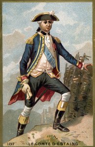 フランスの提督、ジャン・バティスト・エスタン伯爵（1729-1794）の肖像。19世紀のクロモリトグラフ。