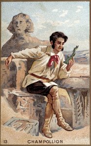 Jean François (Jean-Francois) Champollion, dit le Jeune (1790 - 1832) フランスのエジプト学者の肖像。19世紀のクロモリトグラフ。 作： Unknown artist