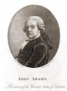 アメリカ合衆国第2代大統領ジョン・アダムス（1735〜1826）の肖像。エングレーヴィング sd.19世紀 作： Unknown artist