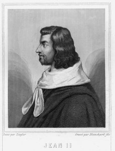 フランス王ジョン2世（1319～1364年）の肖像 - ラヴァレの『フランス史』に掲載された彫刻、SD。 作： Unknown artist