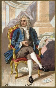 スコットランドの金融業者、ジョン・ロー（1671 - 1729）の肖像。19世紀のクロモリトグラフ。 作： Unknown artist