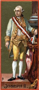 神聖帝国の皇帝（王冠ではなく選出）であるオーストリア大公ヨーゼフ2世（1741-1790）の肖像。 作： Unknown artist