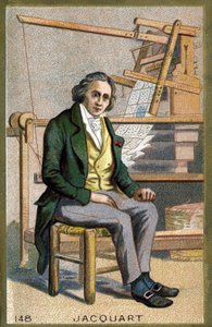 織機を発明したフランスの機械工、ジョセフ・マリー・ジャカール（1752-1834）の肖像。19世紀末のクロモリトグラフ。 作： Unknown artist