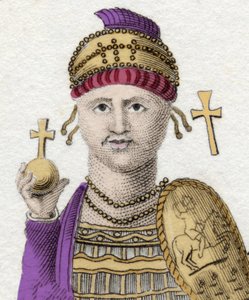 ユスティニアヌス1世（大帝）の肖像（Flavius Petrus Sabbatius Justinianus）482～565年。オリエントのローマ皇帝。 作： Unknown artist