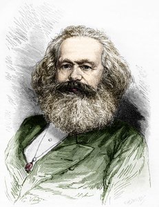 社会主義の理論家であり、ドイツの革命家であるカール・マルクス（1818-1883）の肖像。 作： Unknown artist