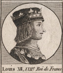 フランス王ルイ12世（1462年～1515年）の肖像 - フランス王ルイ12世（1462年～1515年）の肖像 - シャルル・コンスタン・ル・テリエ1821年の「フランス史に関する教本」からの彫刻作品 作： Unknown artist