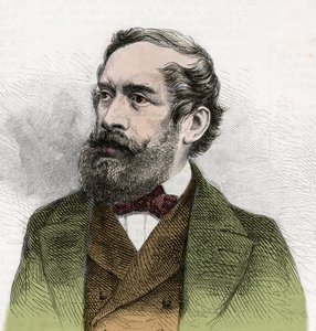 ハンガリーの政治家、ラヨス・コシュート（1802-1894）の肖像 - 「The Illustrous World」からのエングレービング 作： Unknown artist