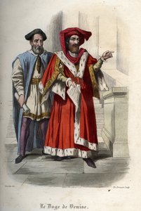 ヴェネツィア共和国のドージェ、レオナルド・ロレダン（ロレダノ）（1436-1521）の肖像。モーリス・ラシャトレの『教皇の歴史』に掲載された1842年の版画。個人蔵。 作： Unknown artist