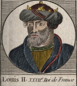フランク王ルイ2世（846年～879年）の肖像 - スタンマラーのルイ2世（848年～879年） - シャルル・コンスタン・ル・テリエの「フランス史に関する教本」（1821年）からの版画