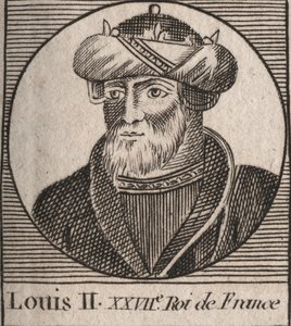 フランク王ルイ2世（846年～879年）の肖像 - スタンマラーのルイ2世（848年～879年） - シャルル・コンスタン・ル・テリエの「フランス史に関する教本」（1821年）からの版画
