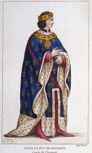 ボイトゥ家のブルボン家のルイ1世（1279-1342）の肖像 クレルモン伯爵（1310年）、ブルボンネ公爵、ラ・マルシュとカストル伯爵（1327年） 1830年の彫刻画