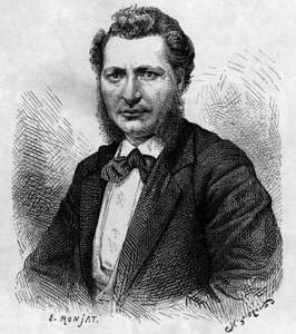 カナダの政治家でメティス族の擁護者であるルイ・リエル（1844-1885）の肖像。Le journal de la jeunesse "に掲載された版画 作： Unknown artist