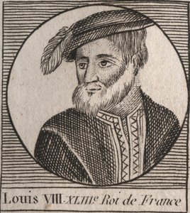 フランス王ルイ8世(1187-1226) dit le Lionの肖像 - 獅子のルイ8世(1187-1226) 1223年から1226年までのフランス王 - シャルル・コンスタン・ル・テリエの「フランス史に関する教本」からの彫刻 1821年 作： Unknown artist