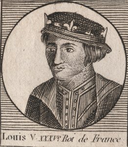 フランス王ルイ5世le Faineant（967-987）の肖像 - 不屈のルイ5世（967-987） - シャルル・コンスタン・ル・テリエ1821年の「フランス史に関する教本」からの彫刻作品 作： Unknown artist