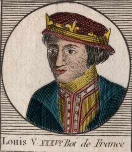 フランス王ルイ5世le Faineant（967-987）の肖像 - 不屈のルイ5世（967-987） - シャルル・コンスタン・ル・テリエ1821年の「フランス史に関する教本」からの彫刻作品 作： Unknown artist