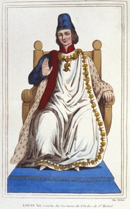 サン・ミシェル騎士団の衣装をまとったルイ11世の肖像（1423年～1483年） 1830年のエングレーヴィング 作： Unknown artist