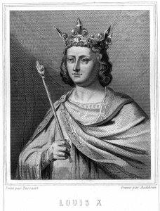 フランス王ルイ10世（1289年～1316年）の肖像 - ラヴァレの『フランス史』に掲載されている、エングレーヴィング、sd. 作： Unknown artist