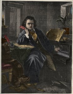 ドイツの作曲家・ピアニスト、ルートヴィヒ・ヴァン・ベートーヴェン（1770-1827）の肖像。 作： Unknown artist