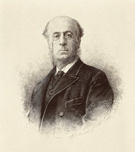 スペインの政治家Manuel SILVELA Y LA VIELLEUZE (1830-1892)の肖像。マドリード国立図書館のエングレーヴィング。