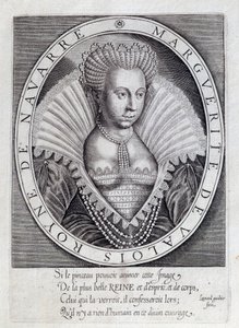 マルゴット王妃ことマルグリット・ド・ヴァロワ（1553-1615）の肖像。16世紀のエングレーヴィング。ポー、シャトー美術館 作： Unknown artist