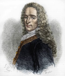 フランスの作家Marie-François Arouet de Voltaire（1695-1778）の肖像。 作： Unknown artist