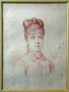 Alexandre Dumas Jr.（1824-1895）の娘、Marie Alexandrine Henriette Dumas Davy de la Pailleterie dit Colette（1860-1907）の肖像」匿名のデッサン。1878年 ヴィレール・コトレ。アレクサンドル・デュマ美術館 作： Unknown artist