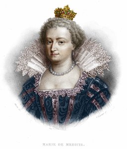 ヘンリー4世の妻であり、ルイ13世の母であるメディチ家のメアリー（1573年～1642年）の肖像。1836年のエングレーヴィング