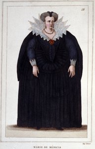 ヘンリー4世の妻であり、ルイ13世の母であるメディチ家のメアリー（1573 - 1642）の肖像。1830年のエングレーヴィング 作： Unknown artist