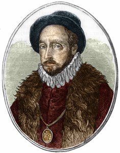 フランスの作家、ミシェル・ド・モンテーニュ（1533-1592）の肖像。 作： Unknown artist