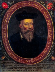ノストラダムスの肖像、ミシェル・ド・ノートルダム（1503 - 1566）フランスの占星術師、医師。銅版画 作： Unknown artist