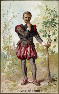 フランスの農学者、オリヴィエ・ド・セル（1539 - 1619）の肖像。19世紀のクロモリトグラフ。 作： Unknown artist