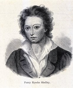 イギリスの詩人、パーシー・バイシェ・シェリー（1792-1822）の肖像。 作： Unknown artist