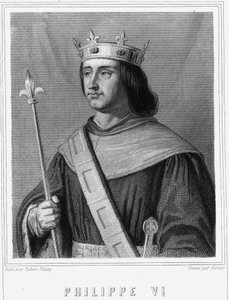 フランス王フィリップ6世ヴァロワ（1294-1350）の肖像-ラヴァレの『フランス史』に掲載されている、エングレービング、sd. 作： Unknown artist