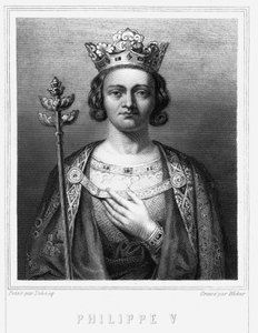 フランス王フィリップ5世ル・ロン（1294～1322年）の肖像-ラヴァレ『フランス史』所収、エングレーヴィング、SD。 作： Unknown artist