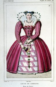 ヘンリー3世の妻、ルイーズ・オブ・ロレーヌ王妃（1553年～1601年）の肖像。1830年のエングレーヴィング。